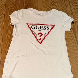 Guess White Tee with Red Triangle Logo